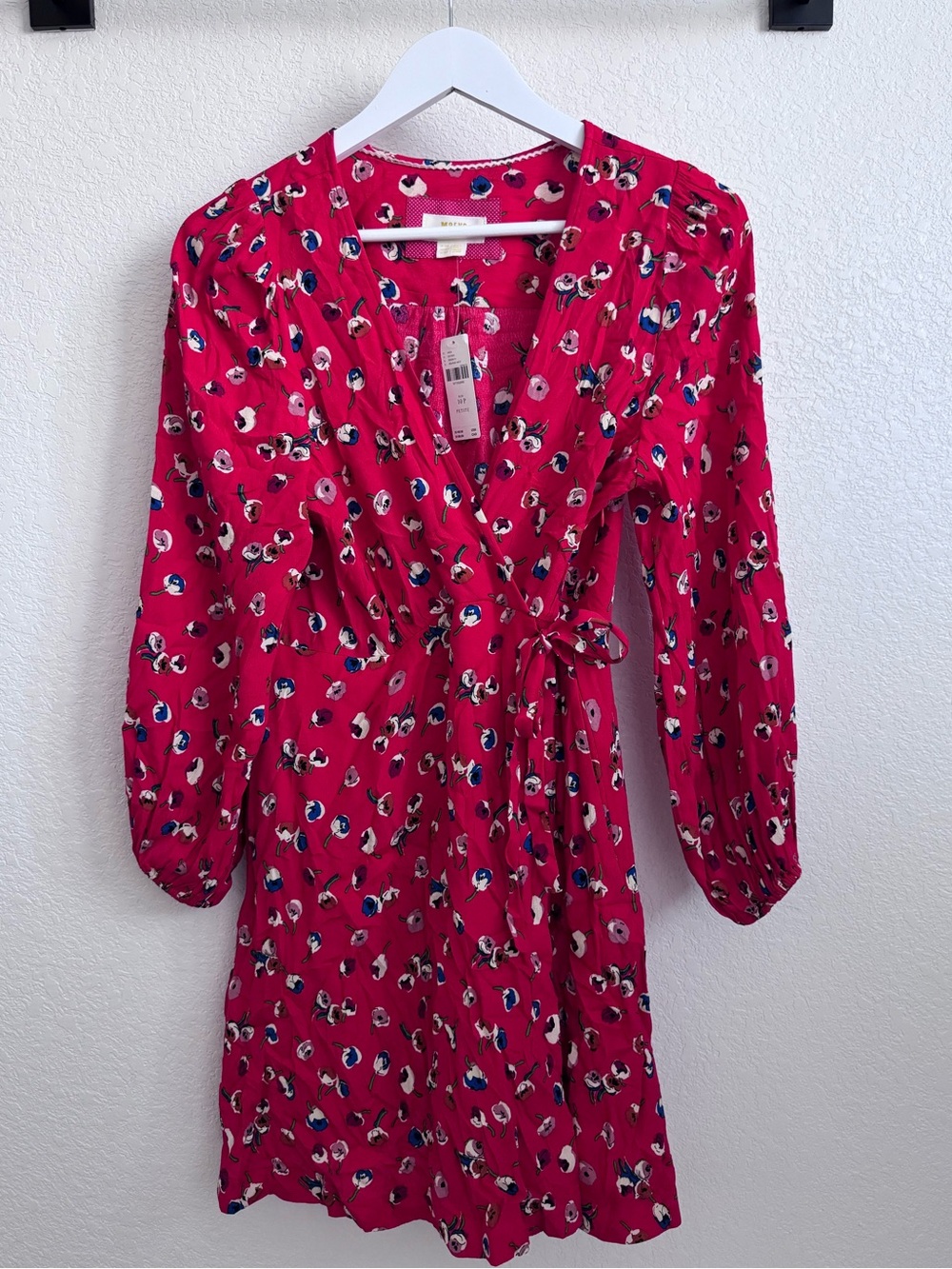 New Anthropologie Maeve Petunia Red Wrap Dress Floral Summer Size 10P NWT - Picture 5 of 11